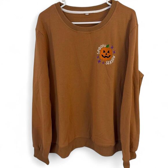 Source Unknown Tops - Women's “Spooky Season” Brown and Tan Sweatshirt- Size 2XL